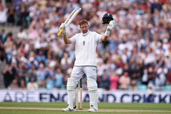 Joe Root celebrates his ton at The Oval in the second innings 