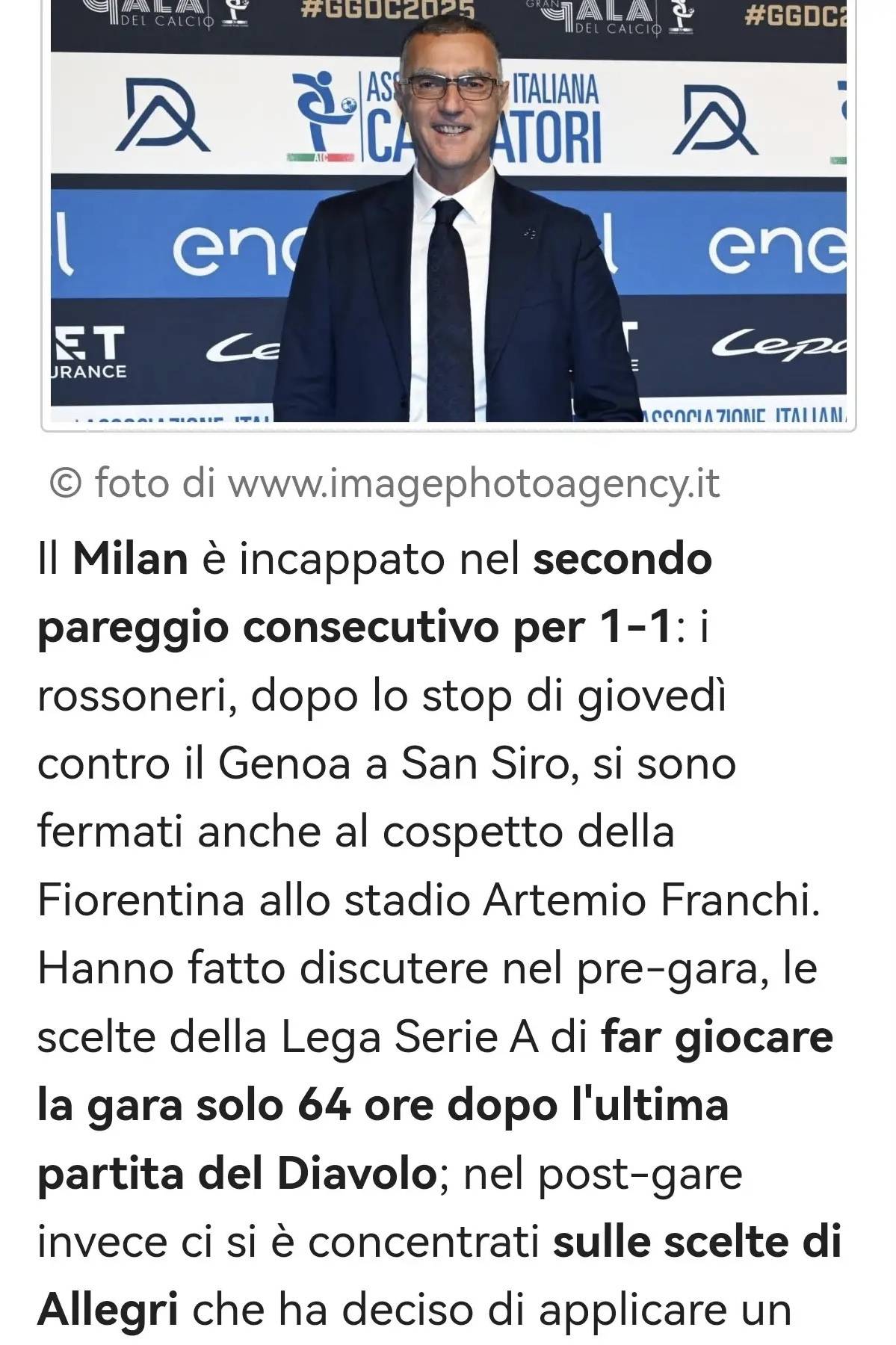 เซเรีย อา: มิลาน เสมอ 1-1 กับ ฟิออเรนติน่า; หลังจบการแข่งขัน นักข่าวชื่อดังตั้งคำถามเกี่ยวกับการจัดโปรแกรมการแข่งขัน เรียกร้องให้มีการชี้แจง_อัลเลกรี_การแข่งขัน_คู่แข่ง